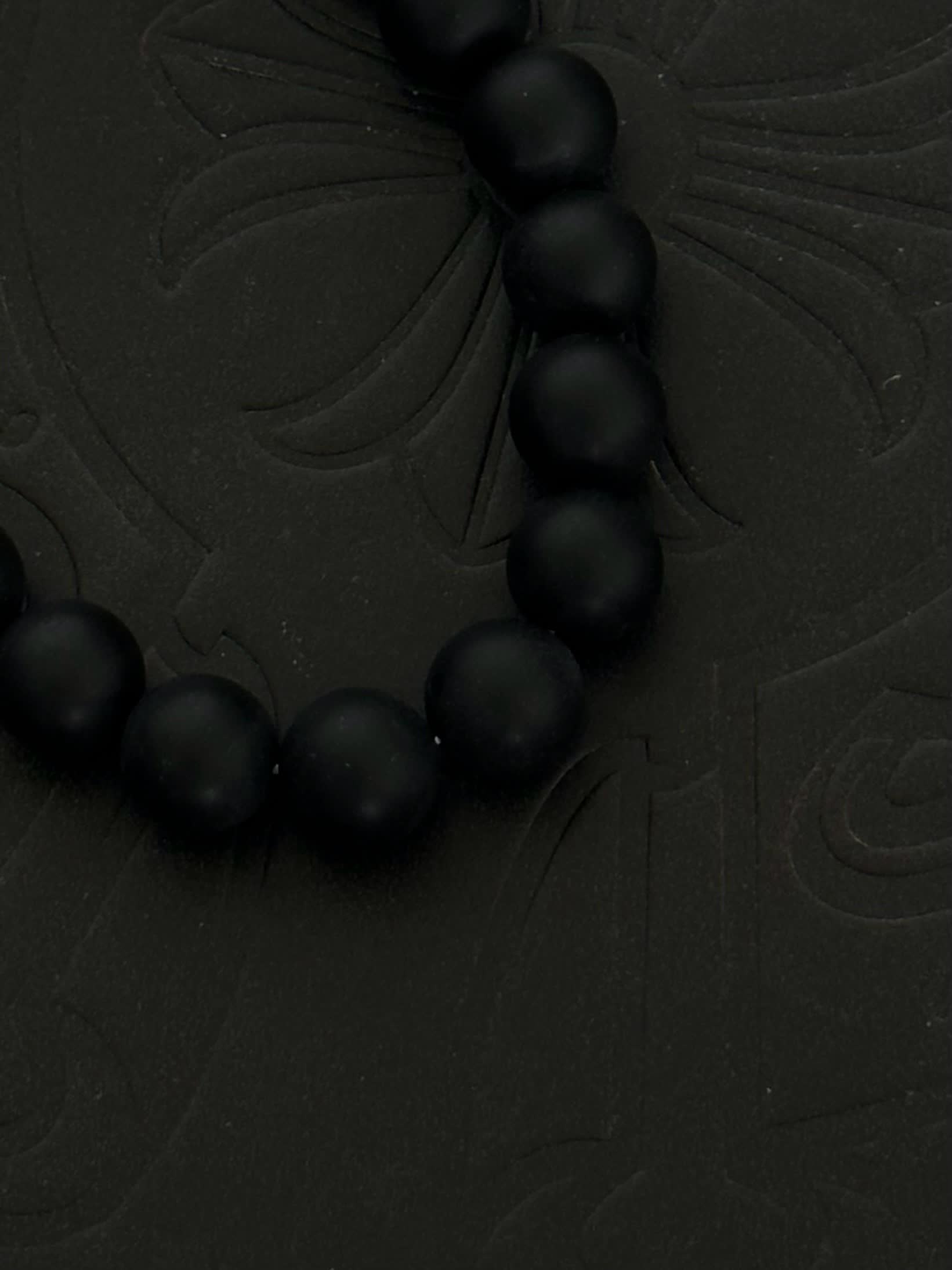 Chrome Hearts Black Beaded Bracelet with Silver Charms